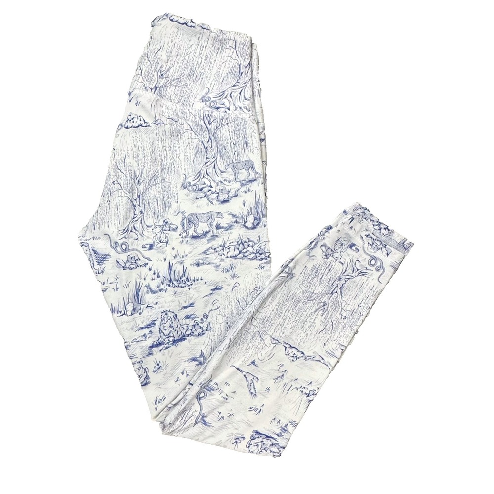 Greyson Leggings Womens Small Blue White Toile Safari Animal High Rise 7/8